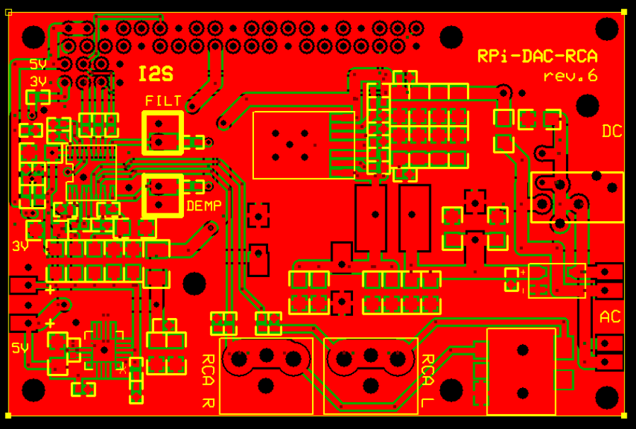 RPi-DAC-RCAplus PCB
